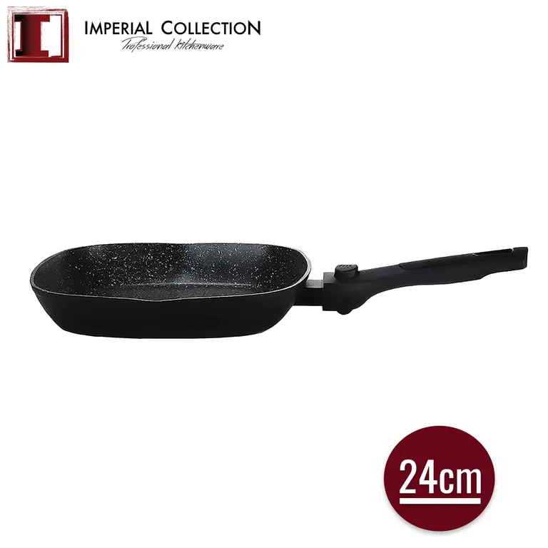 Imperial Collection 24 cm-es márvány bevonatú grill serpenyő leszerelhető nyéllel, fekete