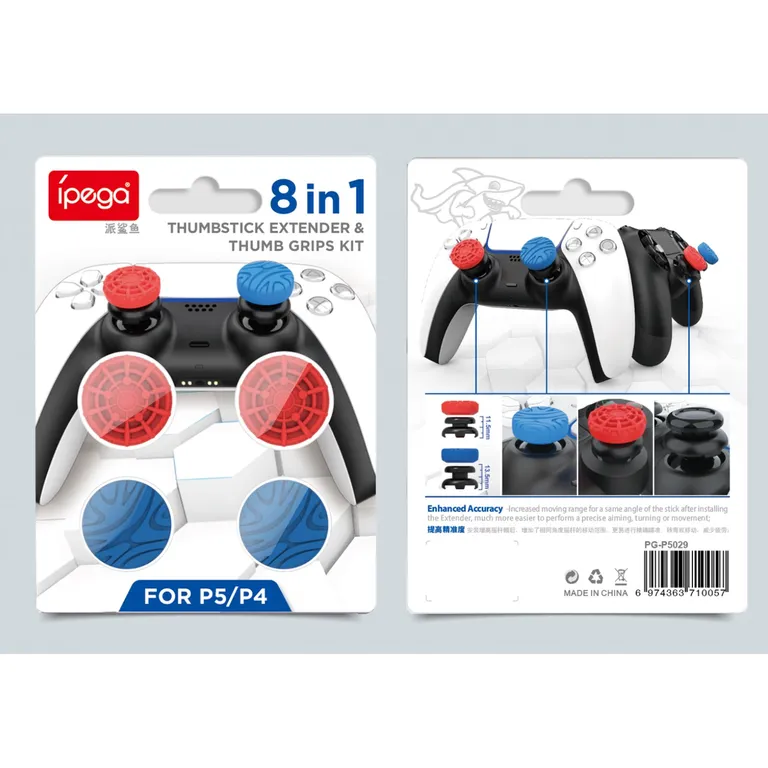 iPega P5029 Szilikon vezérlőpálca borítók PS5/PS4 4db piros/kékhez