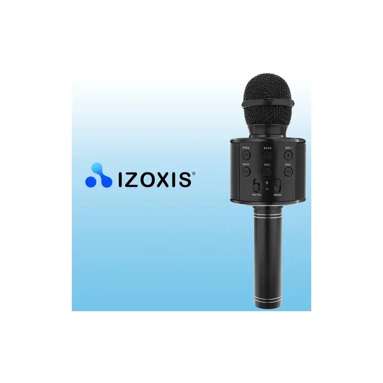 Vezeték nélküli bluetooth karaoke mikrofon, SD kártya, AUX, 1200 mAh lítium-ion, 23x7,5x7,5 cm, fekete