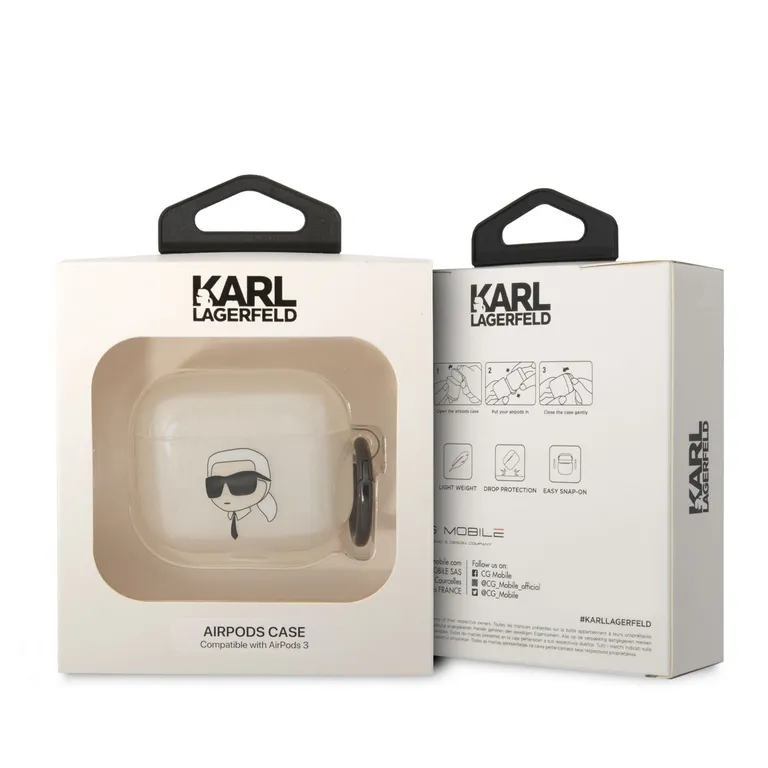 Karl Lagerfeld 3D logó NFT Karl Head TPU Pouzdro pro Airpods 3 Fehér