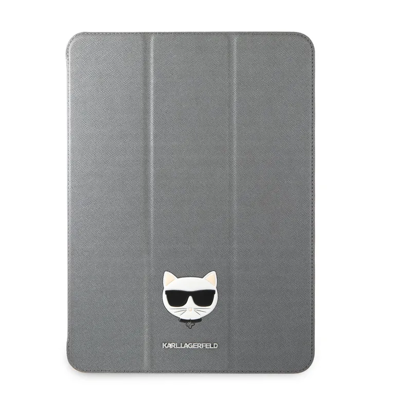 Karl Lagerfeld Choupette Head Saffiano Pouzdro pro iPad Pro 12.9 (2021/2022) Ezüst