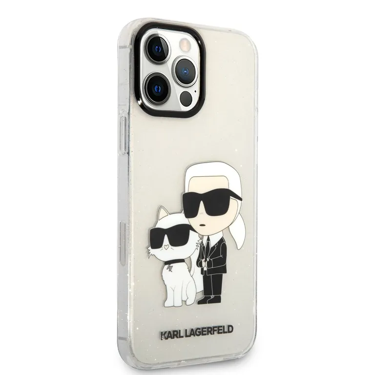 Karl Lagerfeld IML Glitter Karl és Choupette NFT Zadní Kryt pro iPhone 13 Pro Max átlátszó tok