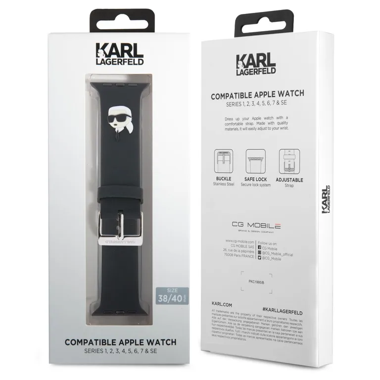 Karl Lagerfeld Karl Head Karl Head NFT szíj Apple Watch-hoz 38/40 Fekete