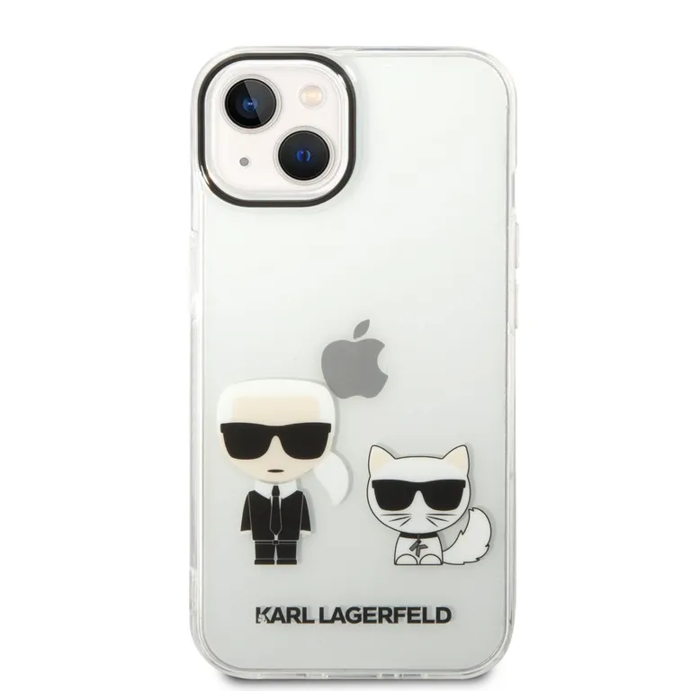 Karl Lagerfeld PC/TPU Ikonik Karl és Choupette Zadní Kryt pro iPhone 14 átlátszó tok