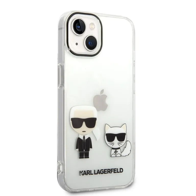 Karl Lagerfeld PC/TPU Ikonik Karl és Choupette Zadní Kryt pro iPhone 14 átlátszó tok