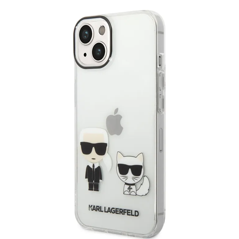 Karl Lagerfeld PC/TPU Ikonik Karl és Choupette Zadní Kryt pro iPhone 14 átlátszó tok