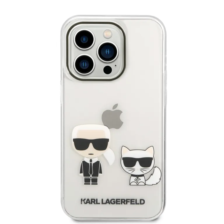 Karl Lagerfeld PC/TPU Ikonik Karl és Choupette Zadní Kryt pro iPhone 14 Pro átlátszó tok