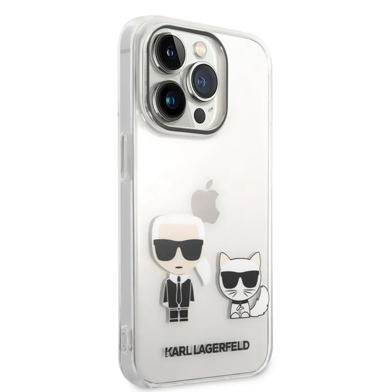 Karl Lagerfeld PC/TPU Ikonik Karl és Choupette Zadní Kryt pro iPhone 14 Pro átlátszó tok