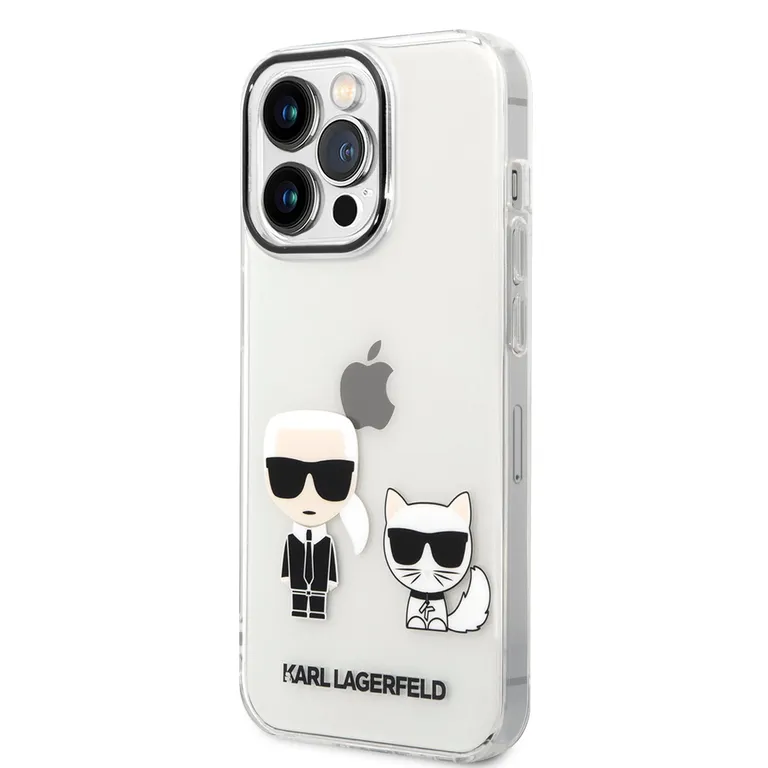 Karl Lagerfeld PC/TPU Ikonik Karl és Choupette Zadní Kryt pro iPhone 14 Pro átlátszó tok