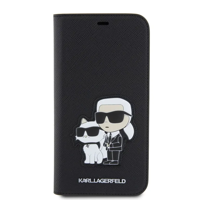 Karl Lagerfeld PU Saffiano Karl és Choupette NFT Book Pouzdro pro iPhone 11 Fekete tok