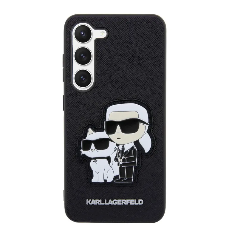 Karl Lagerfeld PU Saffiano Karl és Choupette NFT Zadní Kryt a Samsung Galaxy S23+ Fekete tok