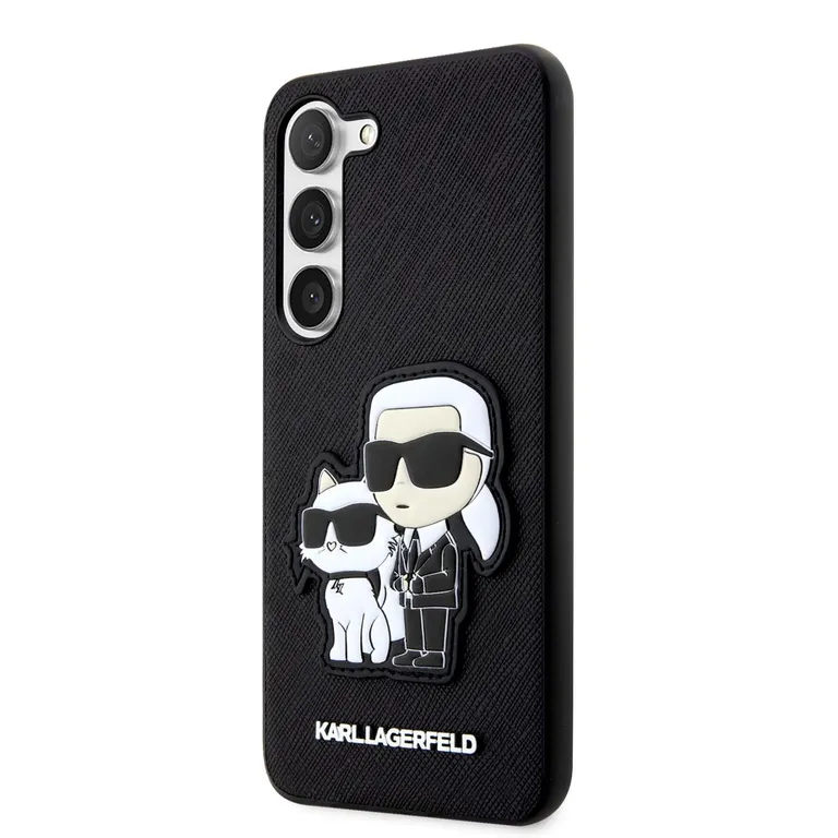 Karl Lagerfeld PU Saffiano Karl és Choupette NFT Zadní Kryt a Samsung Galaxy S23+ Fekete tok