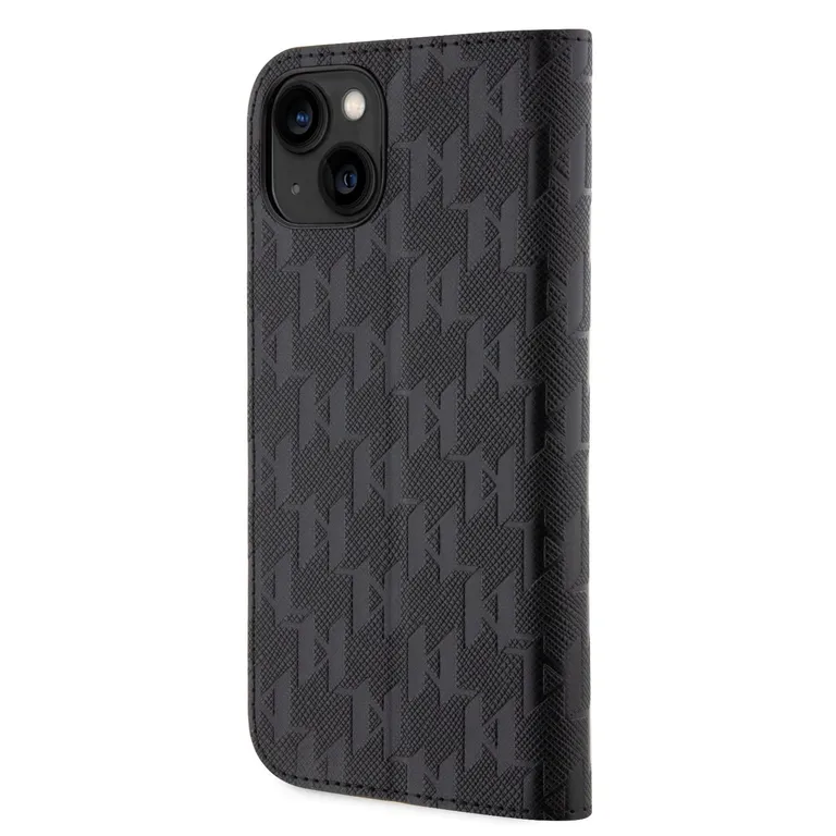 Karl Lagerfeld PU Saffiano Monogram könyv Pouzdro pro iPhone 13 fekete tok