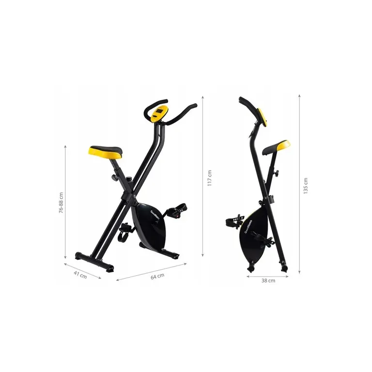Összecsukható szobabicikli edzésfigyelő számlálóval, állítható üléssel, 41x62x117 cm, sárga-fekete