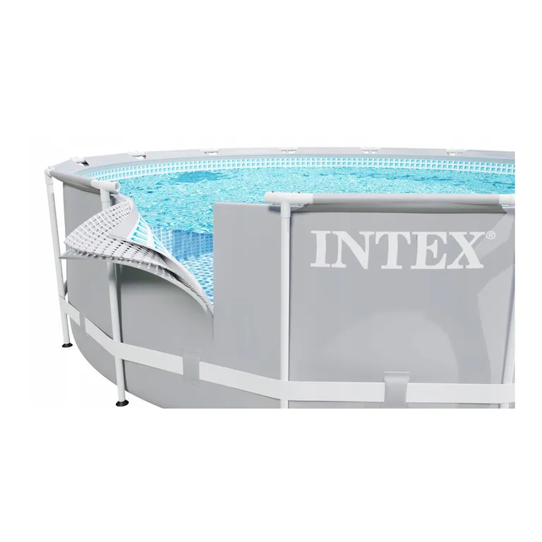 INTEX 26724 Fémvázas medence papírszűrős vízforgatóval, létrával, ponyvával, 14,614L, 107x457cm, szürke-fehér