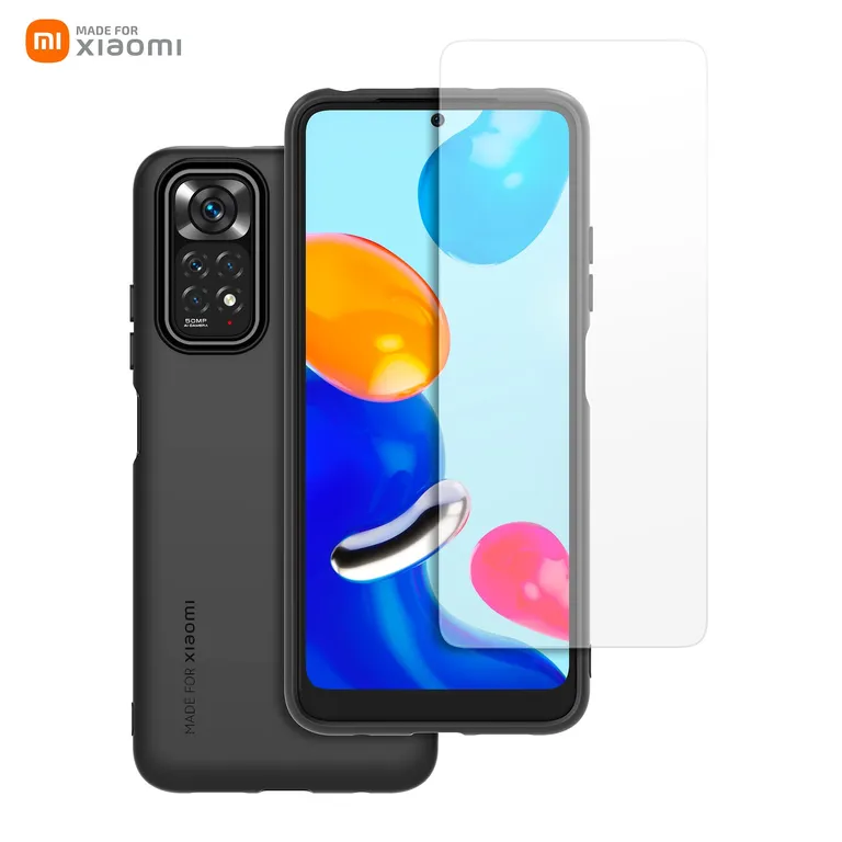 Készült Xiaomi TPU borítás + edzett üveg Xiaomi Redmi Note 11/11s Fekete tok