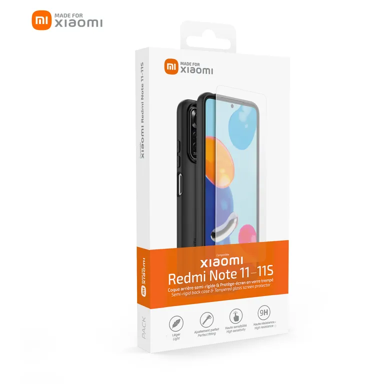 Készült Xiaomi TPU borítás + edzett üveg Xiaomi Redmi Note 11/11s Fekete tok