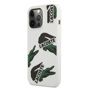 Lacoste folyékony szilikon Allover mintás Kryt pro iPhone 13 Pro Max fehér tok