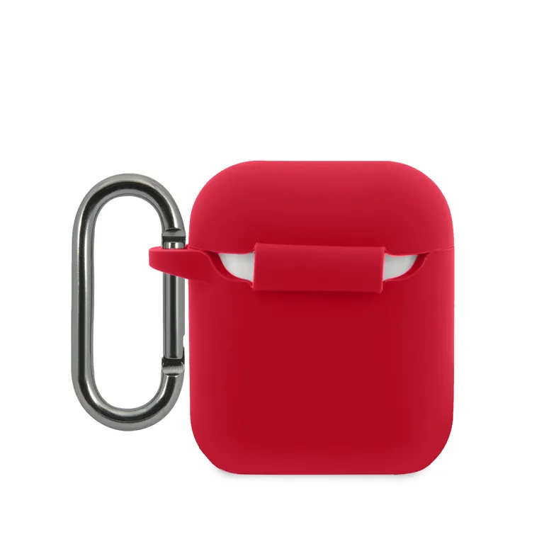 Lacoste folyékony szilikon fényes nyomtatási logó Pouzdro pro Airpods 1/2 piros