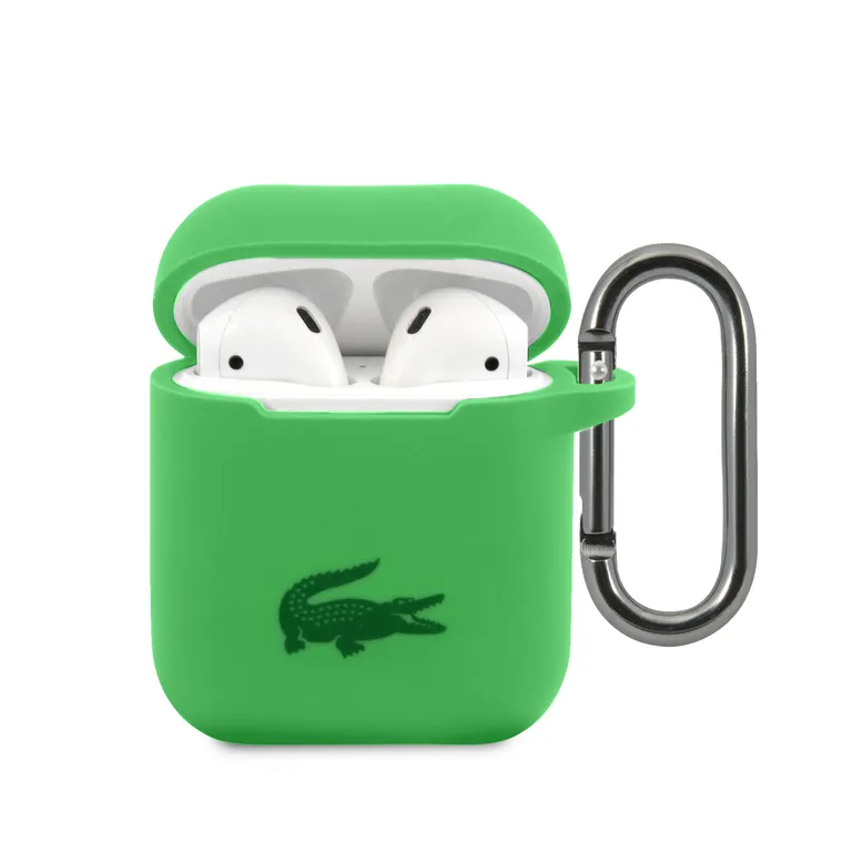 Lacoste folyékony szilikon fényes nyomtatási logó Pouzdro pro Airpods 1/2 zöld