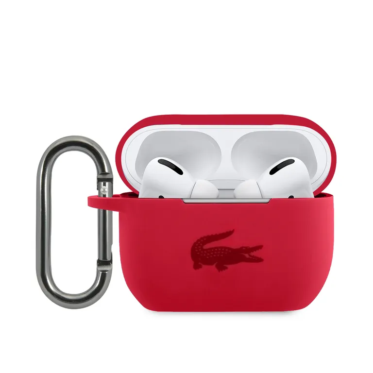 Lacoste folyékony szilikon fényes nyomtatási logó Pouzdro pro Airpods Pro piros