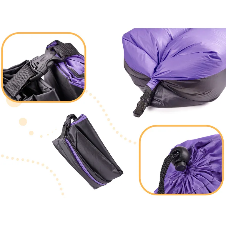 Lazy BAG SOFA légágy fekete és lila 185x70cm