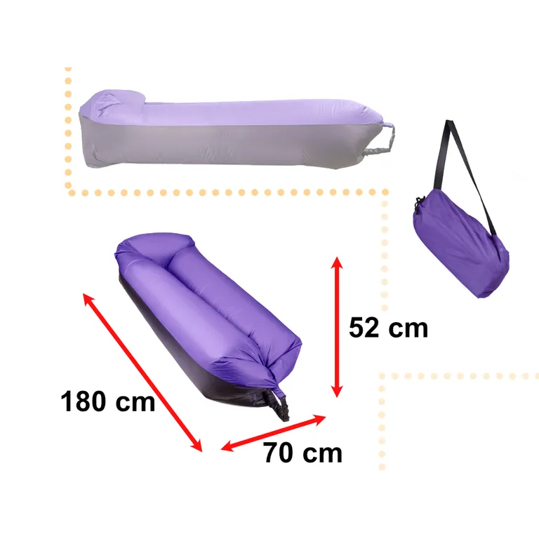 Lazy BAG SOFA légágy fekete és lila 185x70cm
