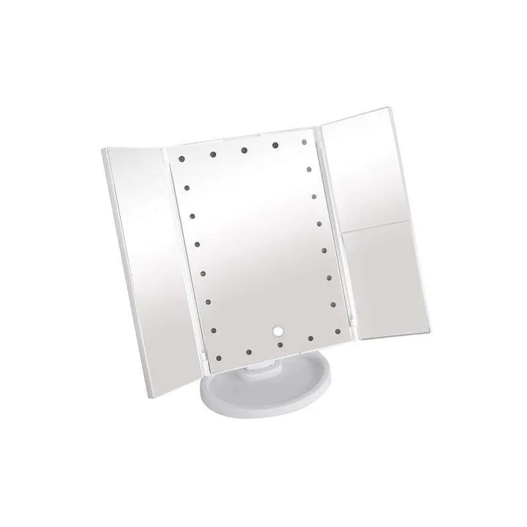 LED kozmetikai tükör állítható világítással, 2x és 3x zoom, USB, fehér, 11,5×34,5×28 cm