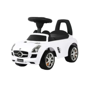 Lábbal hajtható multifunkcionális Mercedes játékautó interaktív kormánnyal, 67x29x37 cm, fekete-fehér