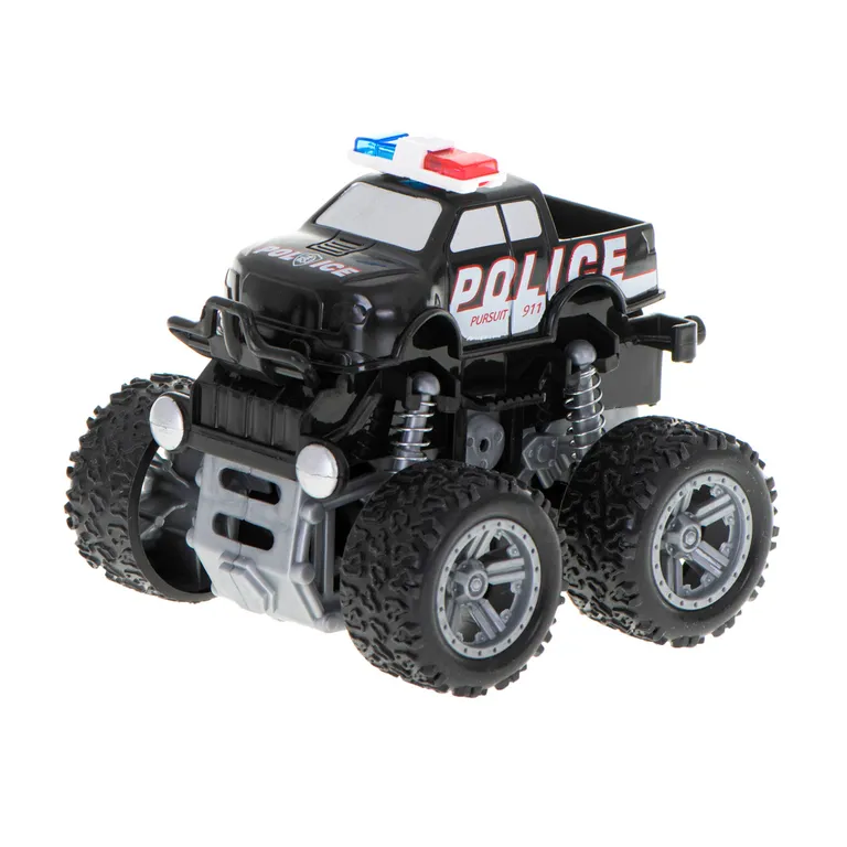 Monster Truck rendőrségi terepjáró lengéscsillapítóval 1:36, fekete