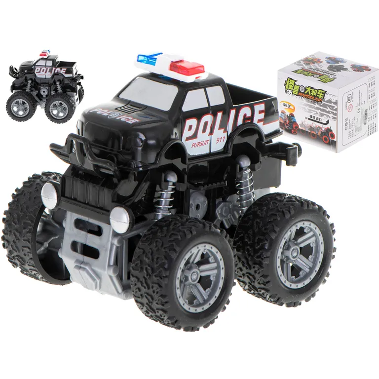 Monster Truck rendőrségi terepjáró lengéscsillapítóval 1:36, fekete