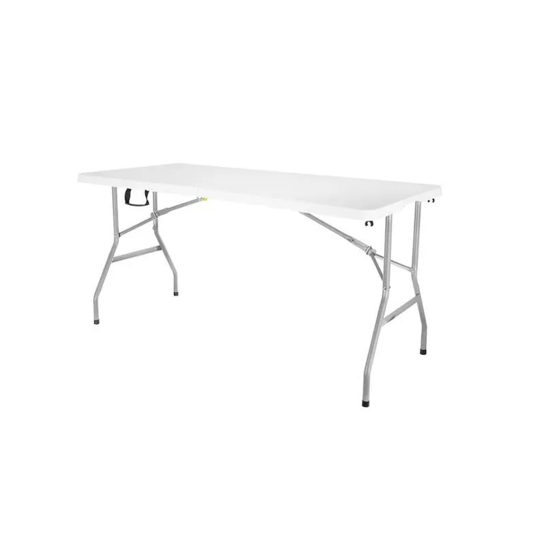 MALATEC Kerti asztal, acél váz, 8 fő, összecsukható, 152x70 cm. fehér-szürke