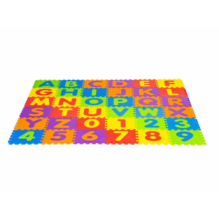Kirakható habszivacs babaszőnyeg, betűkkel és számokkal, színes, 178x178 cm