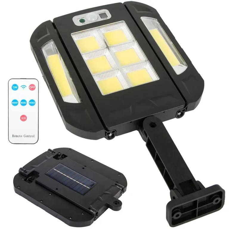 Napelemes Lámpa 136 LED COB Mozgásérzékelővel, Szürkületi Érzékelővel és Távirányítóval