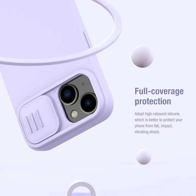 Nillkin CamShield Silky mágneses szilikon borítás Apple iPhone 14 Plus készülékhez Lila tok
