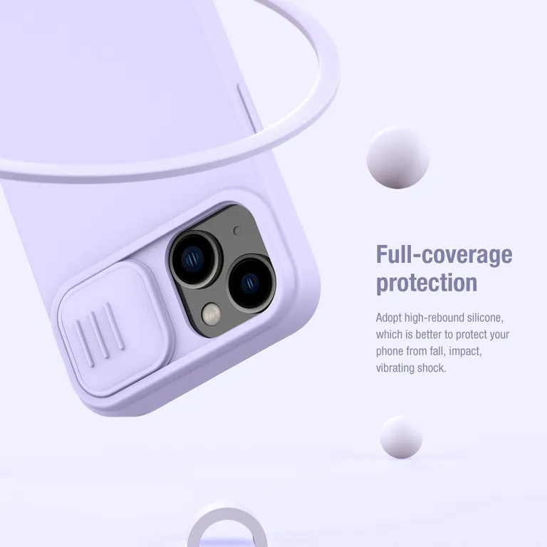 Nillkin CamShield Silky szilikon borítás Apple iPhone 14 Plus készülékhez Lila tok