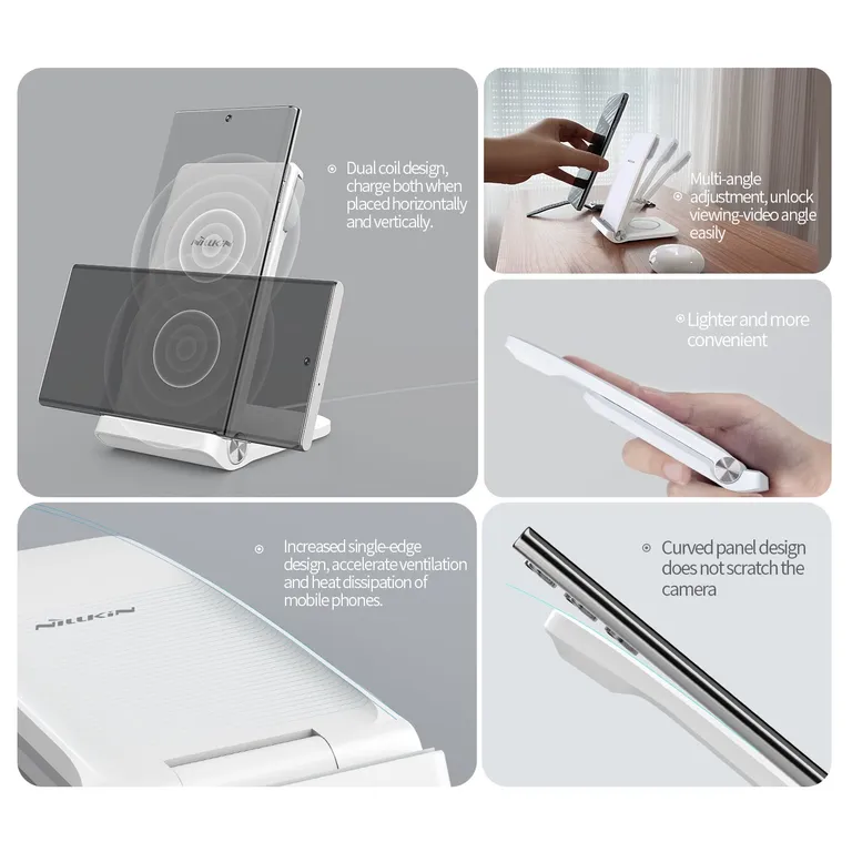 Nillkin PowerTrio 3in1 vezeték nélküli töltő a Samsung Watch-hoz Fehér