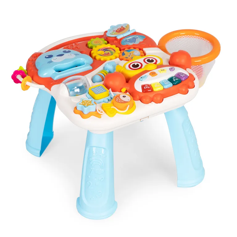 Interaktív zenélő játékasztal kislányoknak+tologatható kiegészítő, színes, műanyag