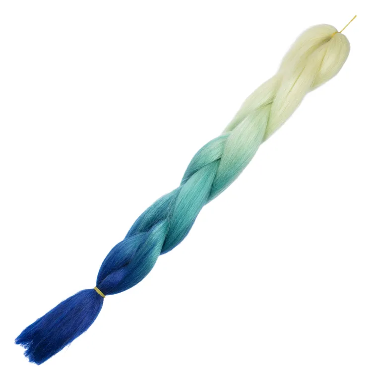 Ombre szintetikus haj, 60cm, szőke-kék-zöld