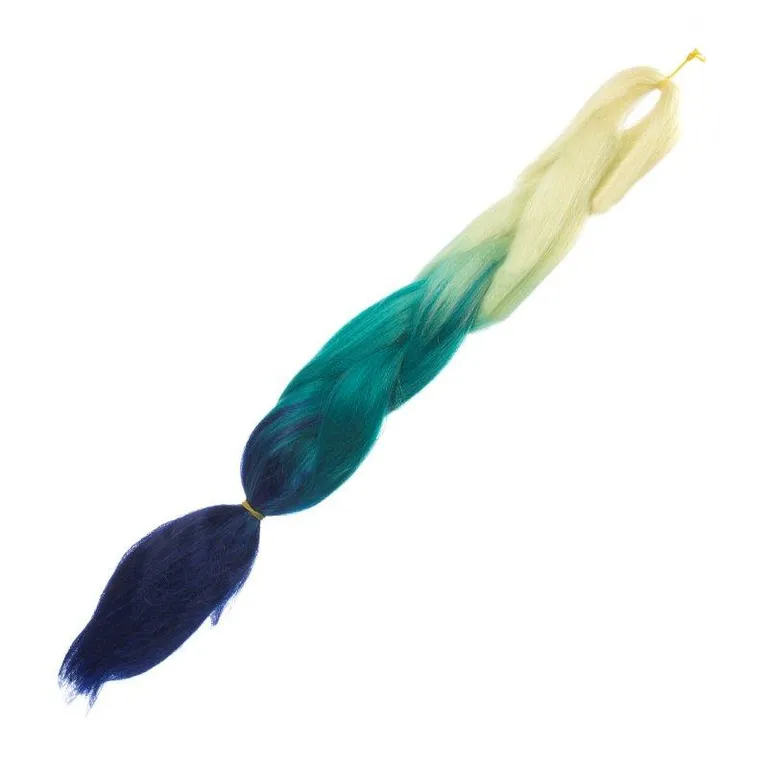 Ombre szintetikus haj, 60cm, szőke-kék-zöld