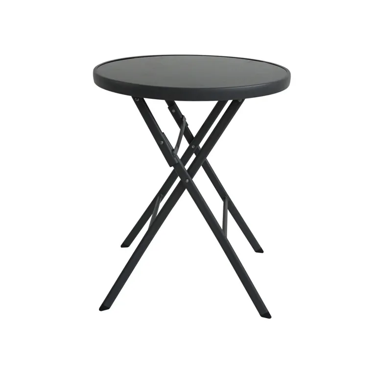 Összecsukható kerti asztal, kör alakú, 60x70 cm, fekete