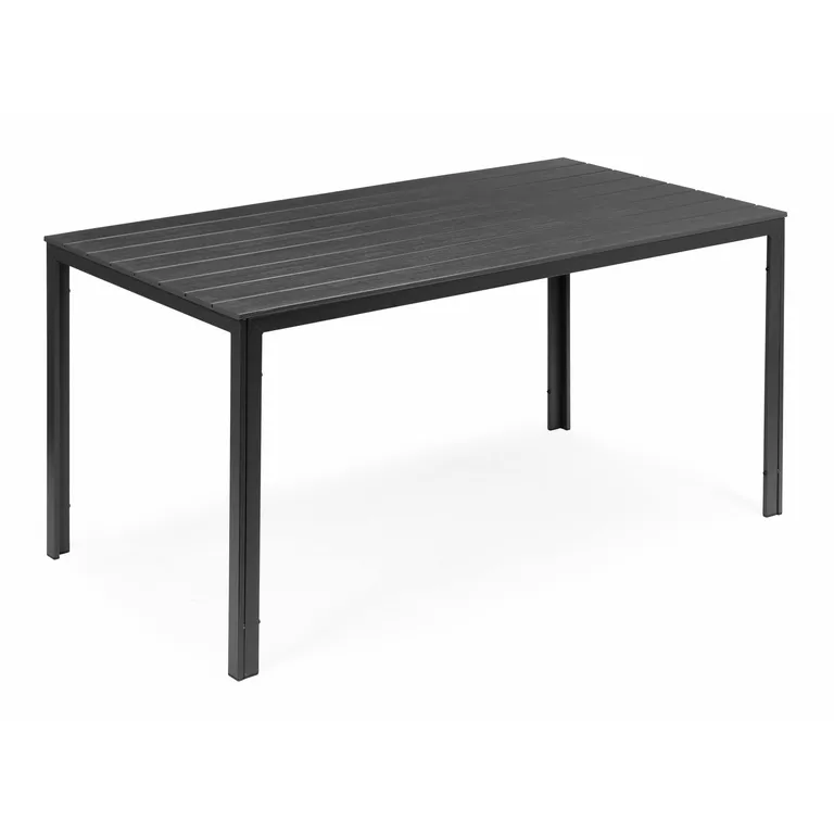 Polywood 6 személyes kerti asztal, erős acél szerkezet, 156×78x72 cm, szürke