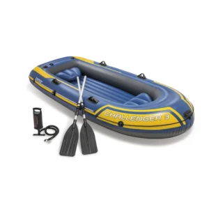 INTEX Challenger 3 felfújható gumicsónak pumpával, 2 evezővel, 295x137x43 cm cm, kék-sárga
