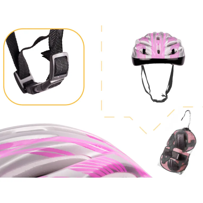 Sisakvédő kerékpár síléc állítható rózsaszín