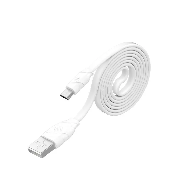 Swissten - adat- és töltőkábel lapos, gumírozott, mikro USB, 1,2 m fehér - Image 2