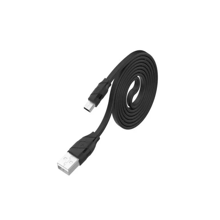 Swissten - adat- és töltőkábel lapos, gumírozott, mikro USB, 1,2 m fekete - Image 2