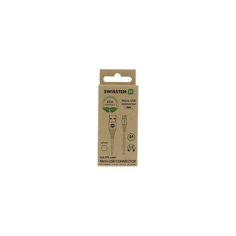 Swissten - adat- és töltőkábel USB/mikro USB, 1,2m, fehér