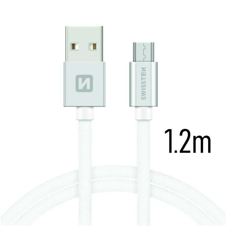 Swissten - adatkábel textil bevonattal, USB-C/lightning MFI, 1,2 m fehér