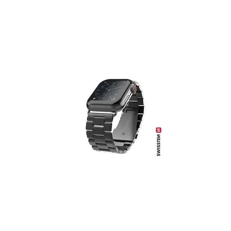 Swissten - Apple Watch fém szíj, 42-44 mm, fekete
