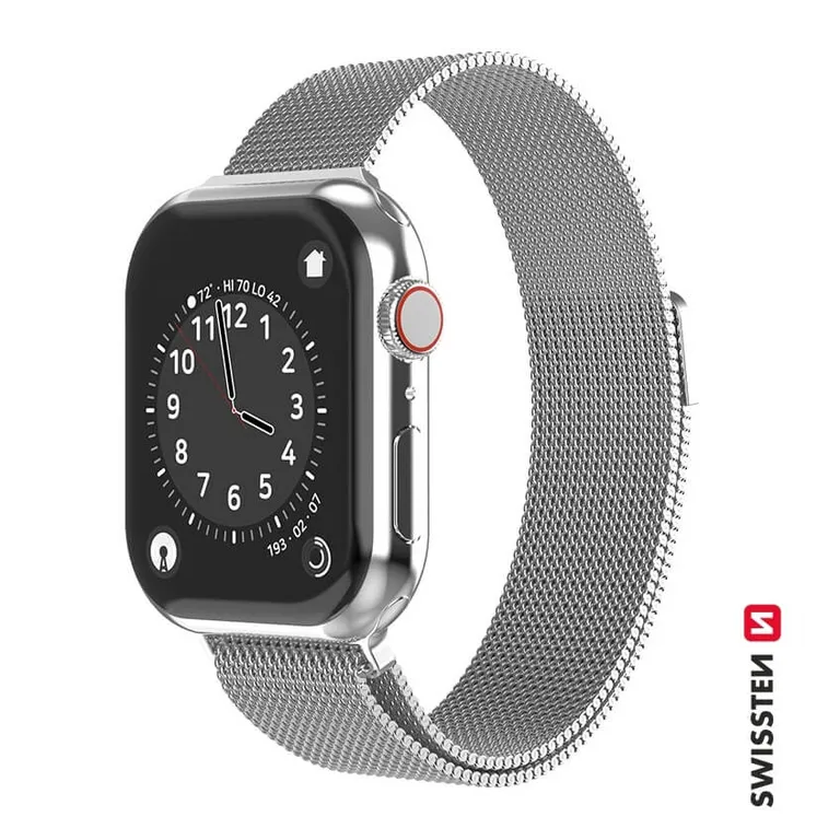 Swissten - Apple Watch milánói szíj, 38-40 mm, ezüst